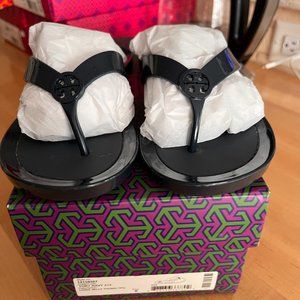 Tory Burch Navy Blue Laser Cut Jelly Thong Size 6